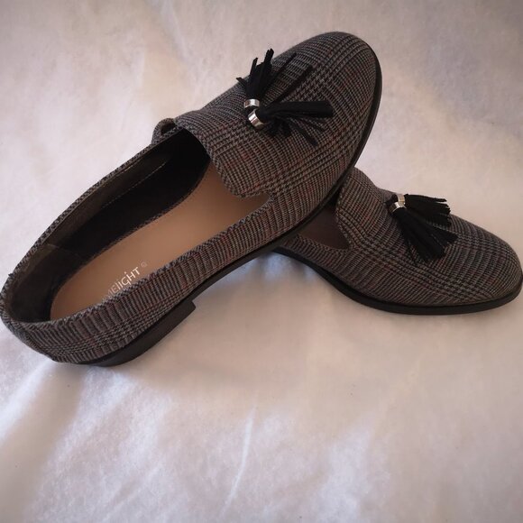 Limelight Ladies Lawson Grey & Black Plaid Slip On Loafers - Picture 9 of 10